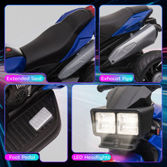 Kids Electric Pedal Motorcycle Ride-On Toy 6V Battery Powered w/ Music Horn Headlights Motorbike for Girls Boy Blue