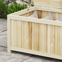 45 Gallon Wooden Storage Box patio Deck Box Bench, Garden Backyard Outdoor Storage Container, Natural