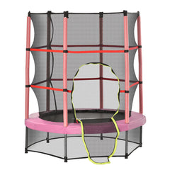 55" Kids Trampoline with Enclosure Net for Indoor/Outdoor, Trampoline for Boys and Girls Age 3-6 Years, Red