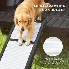 Foldable Dog Car Ramp with Support Leg, Non-Slip TPR Surface, 69" x 15.7", for Small to Large Dogs Up to 220LBS