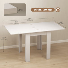 55" Extendable Dining Table for 4-6, Kitchen Table with Steel Slides and Felt Pads for Small Spaces, Black