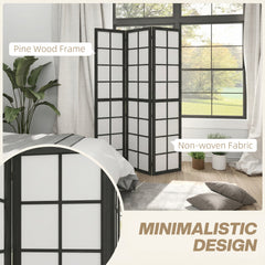 3 Panel Room Divider, 5.6 ft Folding Wall Divider Room Partition for Home Office, Bedroom, Black