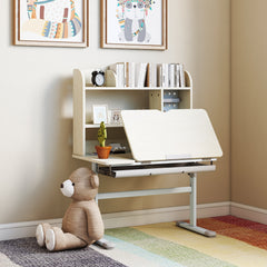 Kids Desk Height Adjustable with Tilted Desktop, Storage, Drawer, Pegboard, for 3-12 Years