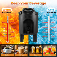 2.6 Gal Insulated Beverage Dispensers Set of 4 with Handles-Black