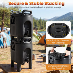 2.6 Gal Insulated Beverage Dispensers Set of 4 with Handles-Black