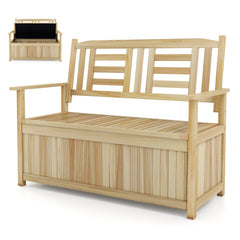 2-Person Garden Bench with 49 Gal Storage Bench and Backrest-Natural