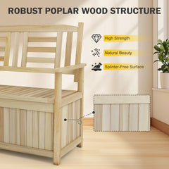 2-Person Garden Bench with 49 Gal Storage Bench and Backrest-Natural
