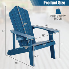 2 Pieces Adirondack Chair Set with Ergonomic Design for Porch and Backyard-Navy