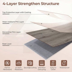 2 Pieces Floor Tile Vinyl Flooring Waterproof Vinyl Plank Flooring-Gray
