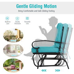 2 Seats Outdoor Swing Glider Chair with Comfortable Cushions-Pantone Green