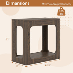 2-Tier End Table with Storage Shelf for Living Room-Walnut