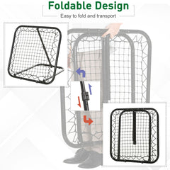 Soccer Rebounder Net, 3' x 3', Angle Adjustable Baseball Rebounder Net Training Equipment Aid with Quick Folding Design for Teens & Adults, Kickback Target Goal Play