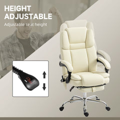 Massage Office Chair, Reclining Executive Office Chair with 6-Point Vibration, Footrest and High Back, Black