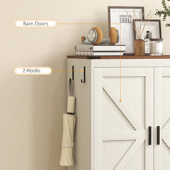 5-Tier Shoe Storage Cabinet for 15 Pairs, Freestanding Farmhouse Shoe Cabinet, White