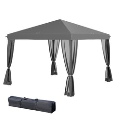 10' x 10' Pop Up Canopy Tent Gazebo, Foldable Canopy Tent with Zipper Mesh Sidewalls, Light Grey