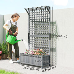 Wood Planter with Trellis for Vine Climbing, Raised Garden Bed, Privacy Screen for Backyard, Patio, Deck, Dark Grey