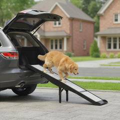 Foldable Dog Car Ramp with Support Leg, Non-Slip TPR Surface, 69" x 15.7", for Small to Large Dogs Up to 220LBS