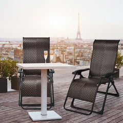 2 Pieces Patio Rattan Zero Gravity Lounge Chair