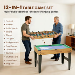 48 in 13-in-1 Combo Multi Game Table with Foosball, Pool, Hockey and More for Adults, Light Walnut