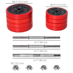 44lbs 2-In-1 Dumbbell & Barbell Adjustable Set Strength Muscle Exercise Fitness Plate Bar Clamp Rod Home Gym Sports Area