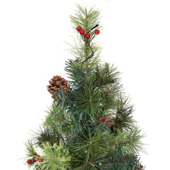 4 FT Pre-Lit Entrance Christmas Tree in Decorative Urn with Red Berries and Frosted Pine Cones