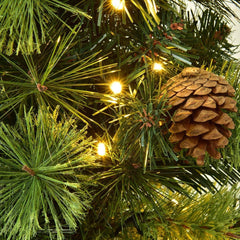 4 FT Pre-Lit Entrance Christmas Tree in Decorative Urn with Red Berries and Frosted Pine Cones