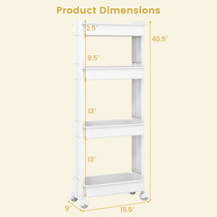 3/4-Tier Rolling Utility Cart with Detachable Trays and Smooth Wheels-4-Tier
