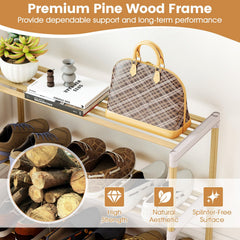 3/4-Tier Solid Wood Shoe Rack with Slatted Open Shelves-4-Tier