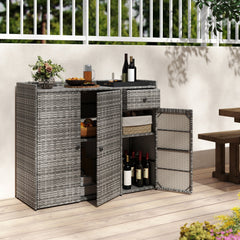 3 Doors Outdoor PE Wicker Storage Cabinet for Deck-Gray