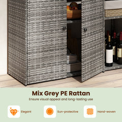 3 Doors Outdoor PE Wicker Storage Cabinet for Deck-Gray