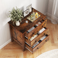 3 Drawer Dresser Chest of Drawers Bedside Table-Rustic Brown