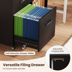 3-Drawer Mobile Lateral File Cabinet Printer Stand-Espresso