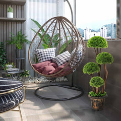 3 Foot Artificial Cedar Topiary Tree, Four Ball Tiers on a Rattan Trunk