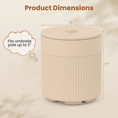 3-in-1 All-Weather Outdoor HDPE Umbrella Base with Water Bag and, 2” Umbrella Hole for Patio-Beige