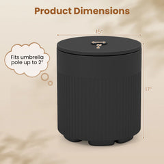 3-in-1 All-Weather Outdoor HDPE Umbrella Base with Water Bag and, 2” Umbrella Hole for Patio-Black