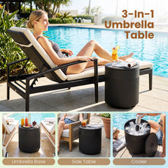 3-in-1 All-Weather Outdoor HDPE Umbrella Base with Water Bag and, 2” Umbrella Hole for Patio-Black