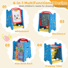 3 in 1 Art Easel for Kids with Double Sided Magnetic Board-Blue