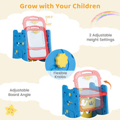 3 in 1 Art Easel for Kids with Double Sided Magnetic Board-Blue