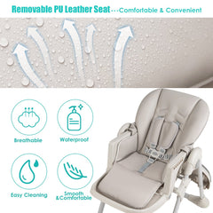 3-In-1 Convertible Baby High Chair for Toddlers-Gray