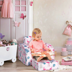 3 in 1 Toddler Flip Out Chair, Lounger and Bed, Flamingo Print