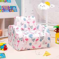 3 in 1 Toddler Flip Out Chair, Lounger and Bed, Flamingo Print
