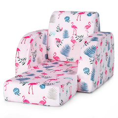 3 in 1 Toddler Flip Out Chair, Lounger and Bed, Flamingo Print