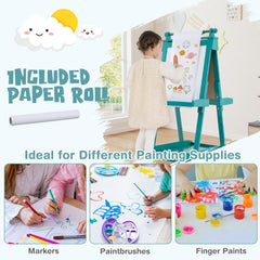 3-in-1 Double-sided Art Easel with Chalkboard and Magnetic Whiteboard-Green