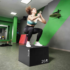 3 In 1 Foam Plyometric Box with 3 Heights and Easy-to-Clean PU Cover-30 inches