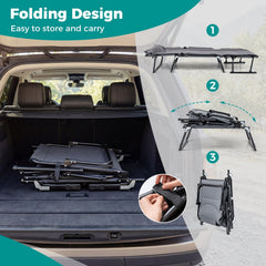 3 in 1 Folding Camping Cot Comfy Padded Convertible Single Sofa Chair-Gray