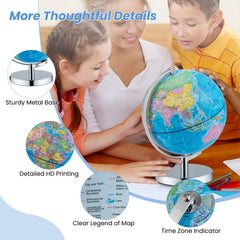 3-in-1 Illuminated World Globe with Stand and, 88 Constellations
