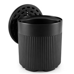 3-in-1 Outdoor Cooler Side Table with Fluted Design for Deck-Black