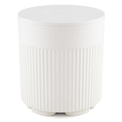 3-in-1 Outdoor Cooler Side Table with Fluted Design for Deck-White