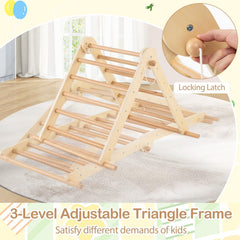 3-in-1 Pikler Triangle Climbing Set Kids Foldable Montessori Toys with Ramp-Natural