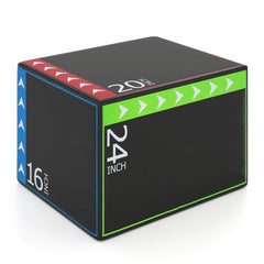3-in-1 Plyometric Box 16 x 20 x 24 Inches Soft Plyo Jump Box